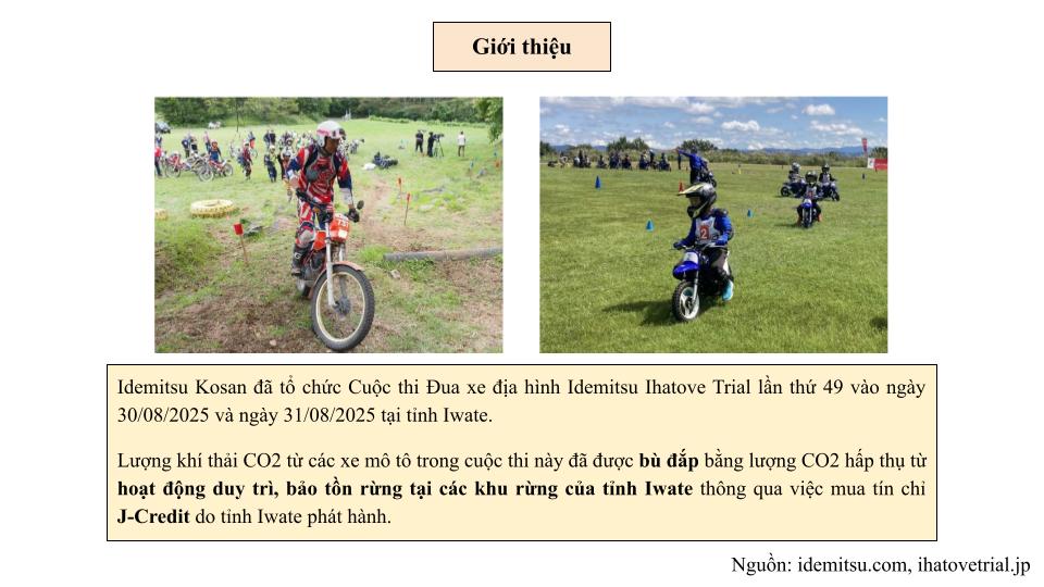 Bù trừ carbon tại Cuộc thi Đua xe địa hình Ihatove Trial thông qua tín chỉ J-Credit 