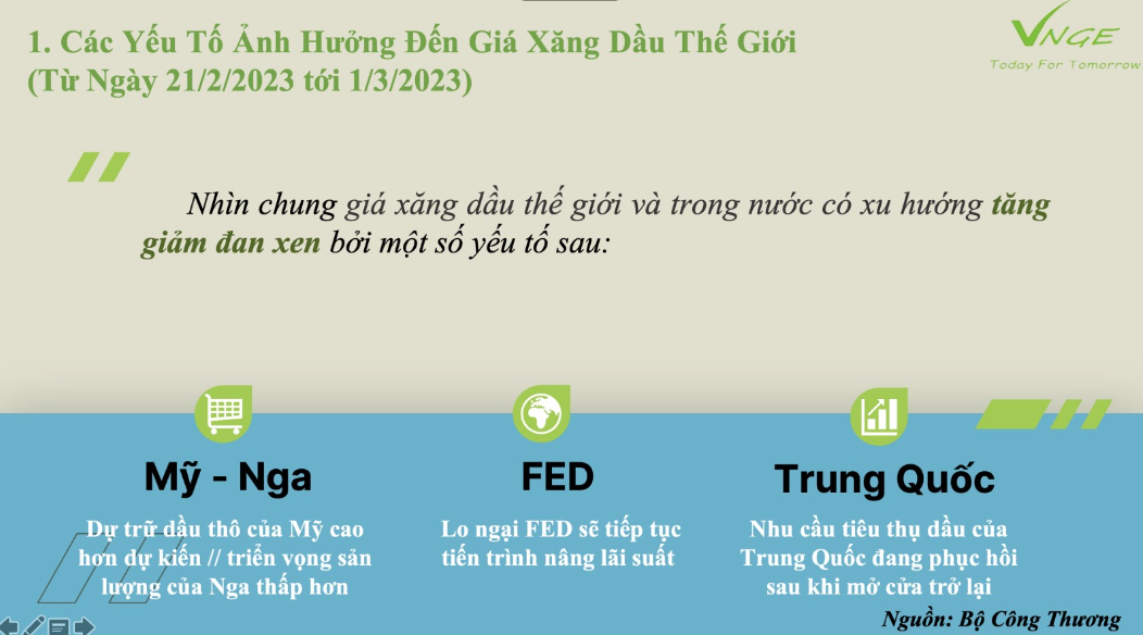 ĐIỀU CHỈNH GIÁ XĂNG DẦU TỪ NGÀY 1 THÁNG 3 NĂM 2023 
