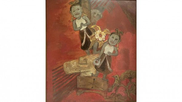 Thôn nữ. (60cm x 70cm) <br> Sơn mài (1996  )<br> Lê Ngọc Hiếu (1934-)