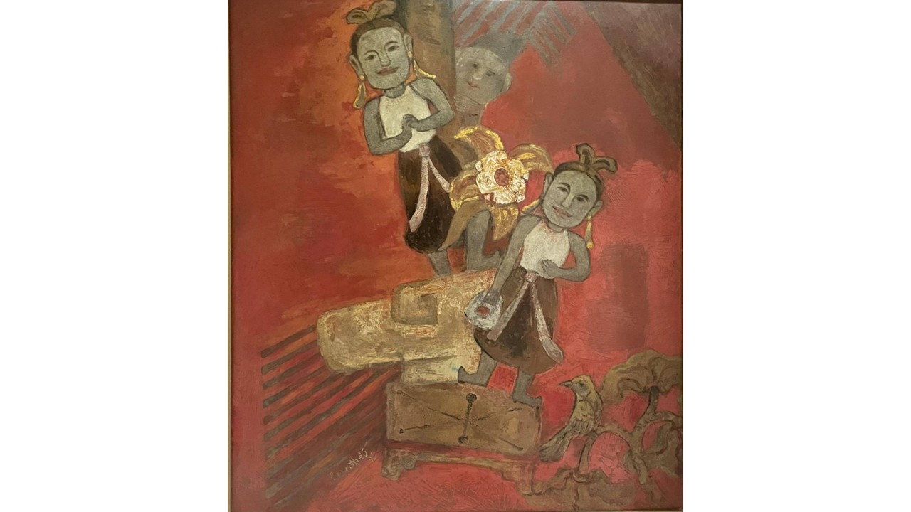 Country girls (60cm x 70cm) <br> Lacquer (1996) <br> Le Ngoc Hieu (1934-)