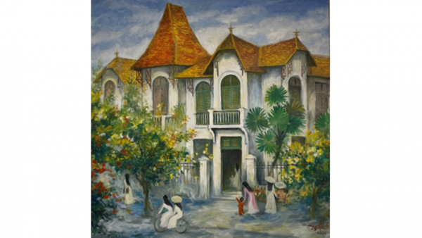 A corner of Hang Bun <br>(60cm x 70cm) <br>Oil on Canvas (2015) <br>Le Ngoc Hieu (1934-)