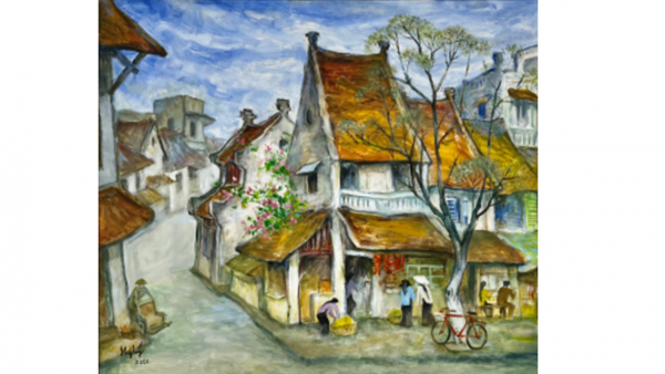 Hanoi Old Town <br> (50cm x 80cm)<br>Oil on Canvas<br>Ha My Ly (1946 - )